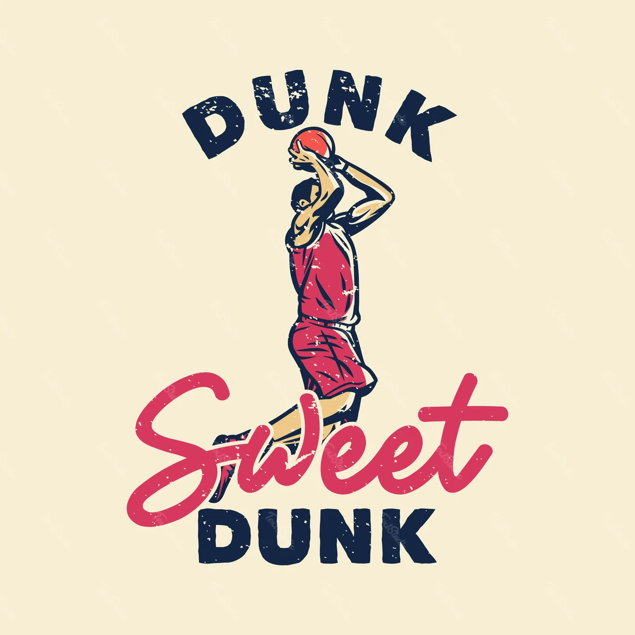 Vintage basketbol smaç illüstrasyonu