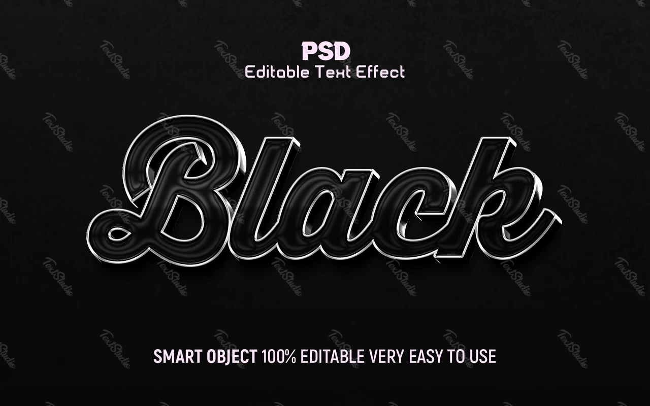 Negro metal oscuro 3d efecto de texto