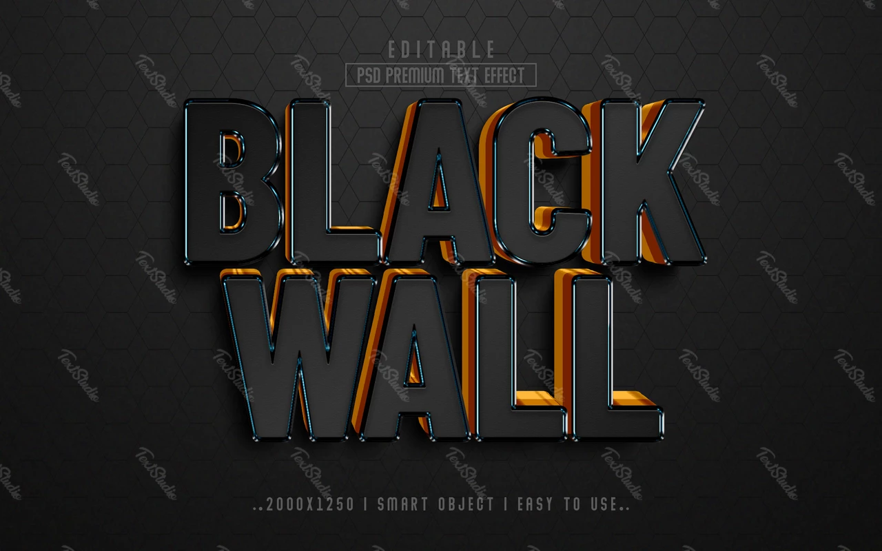 Schwarze Wand 3d Texteffekt