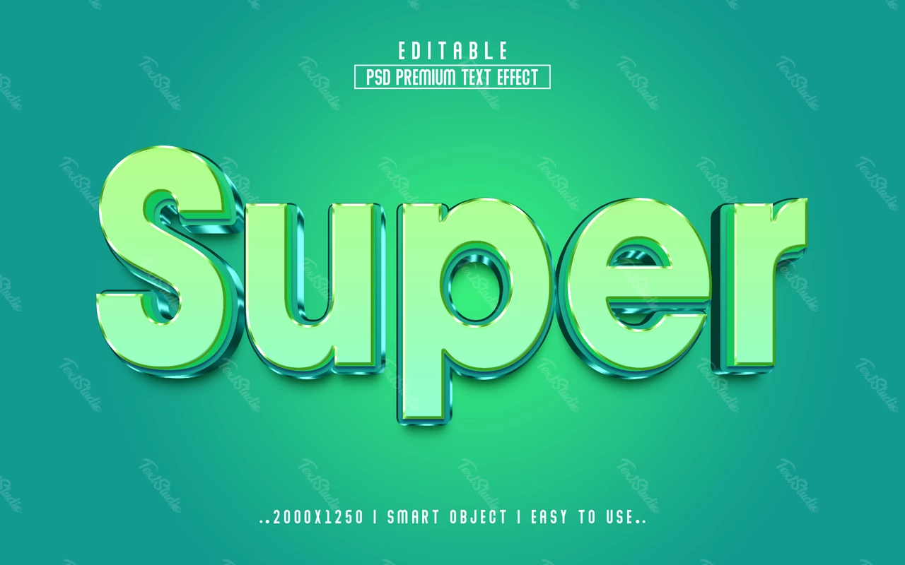 Efecto texto 3d cristal super verde