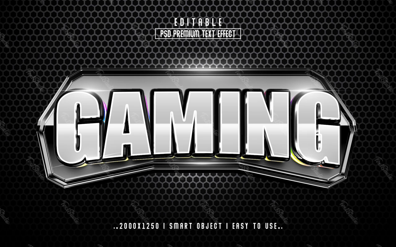 Efecto de texto de juego plateado