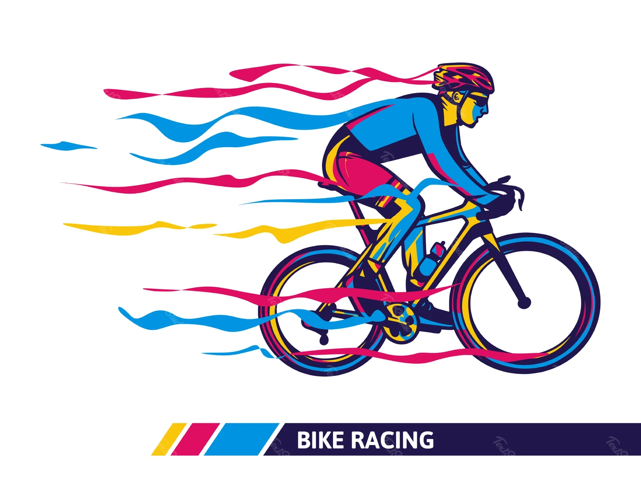 Illustration dynamique et plate d'une course de vélo