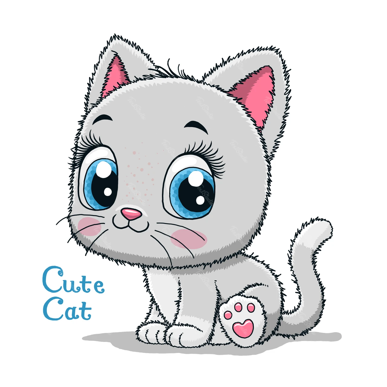 Ilustração de gato fofo no estilo Chibi