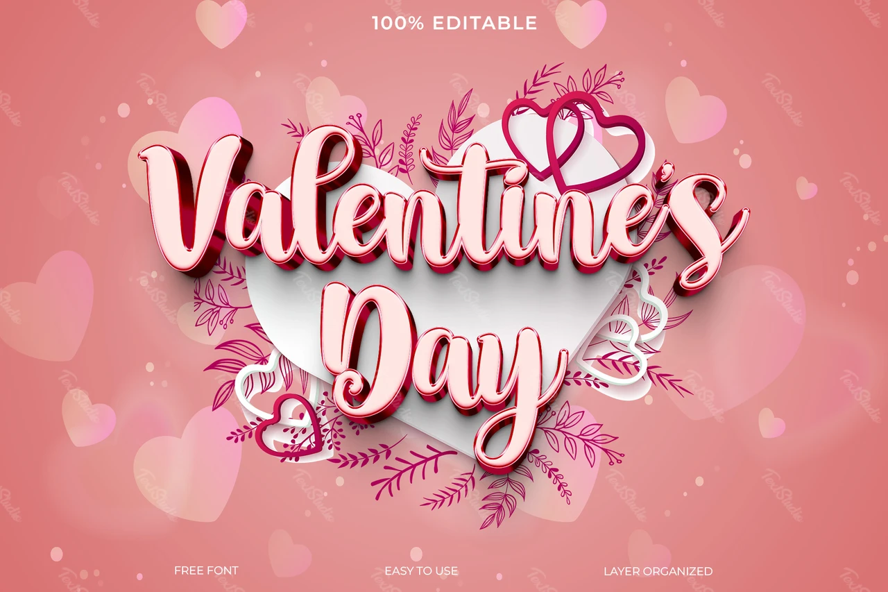 Efecto de estilo de texto de San Valentín