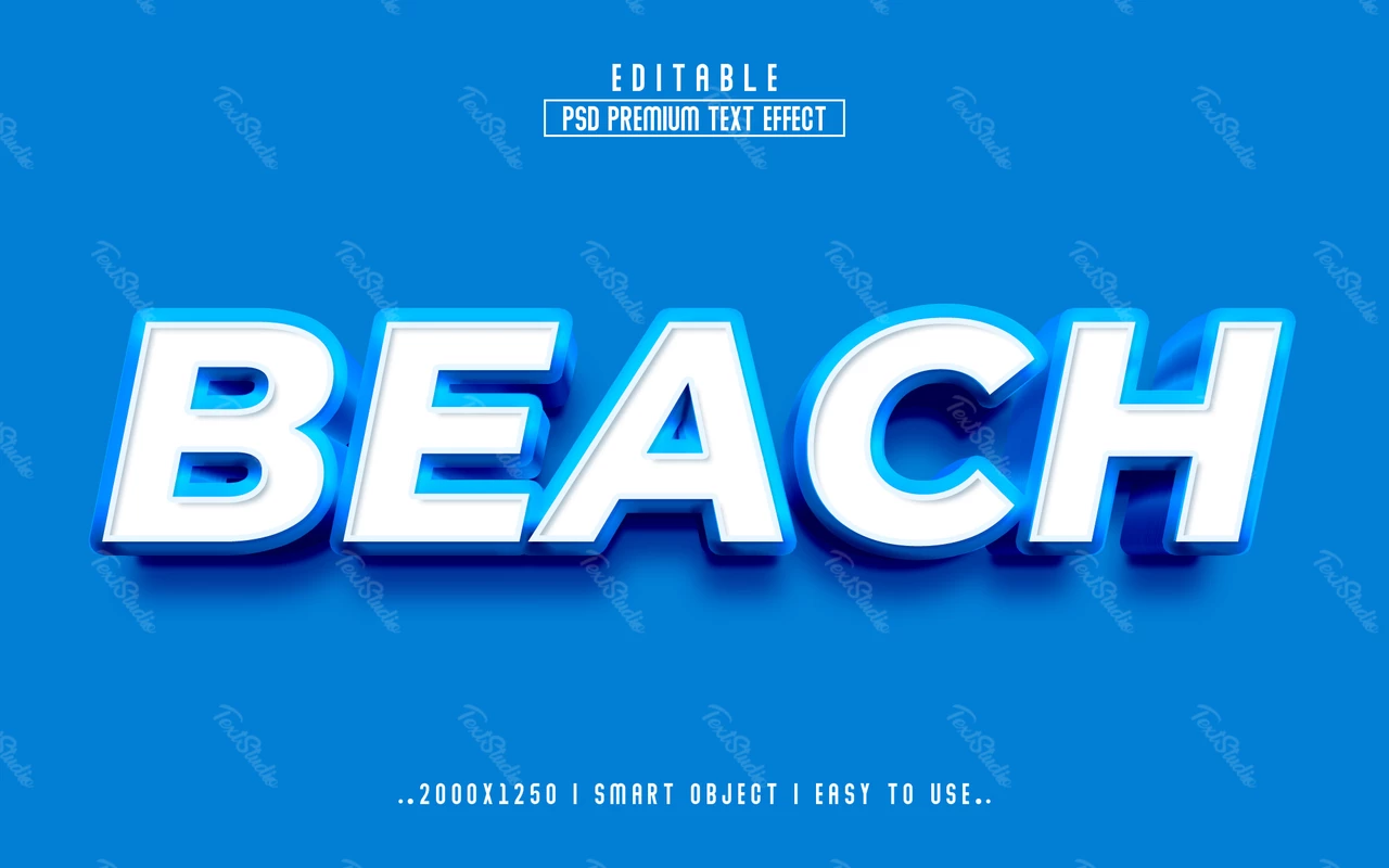 Blue Beach 3D Text Effect