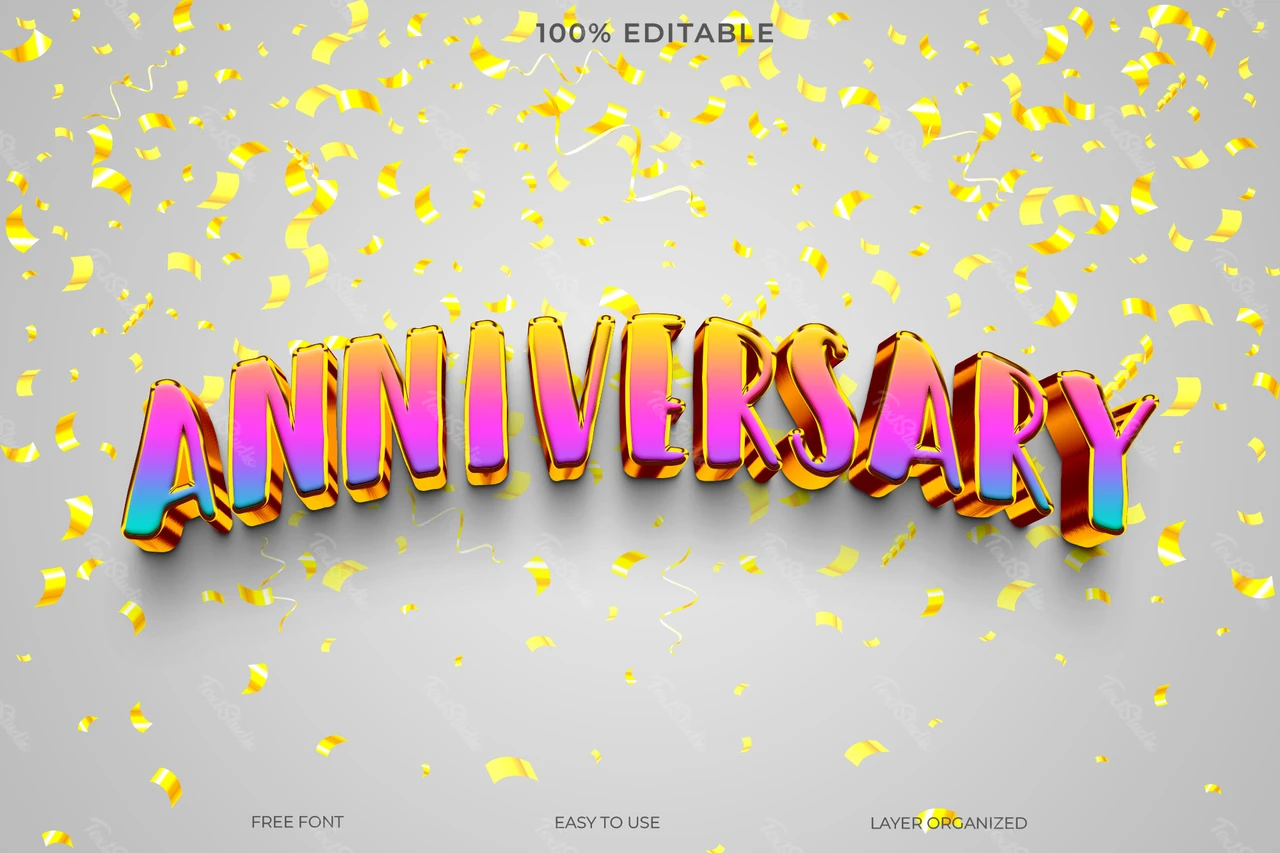 Efeito de estilo de texto de aniversário