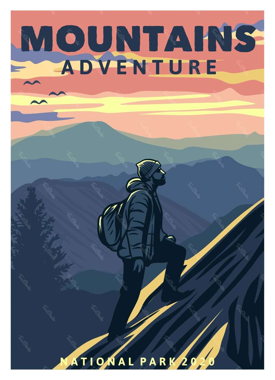 Vintage Reiseposter Berge Abenteuer