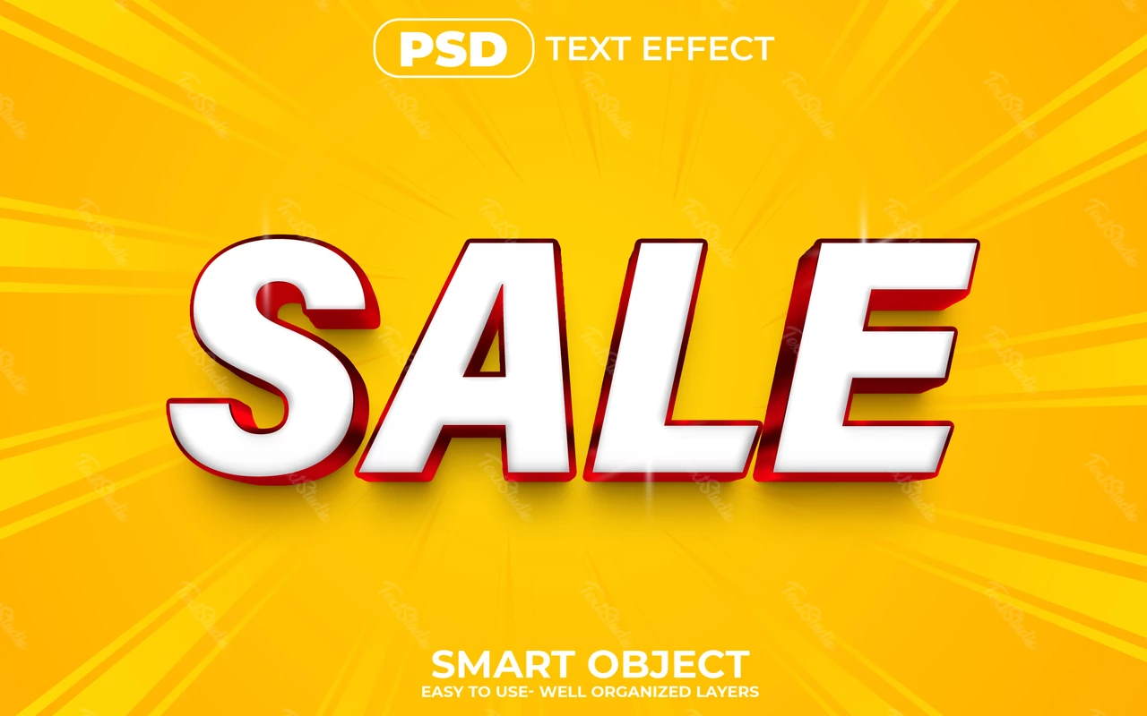 Venta comercial efecto texto 3d