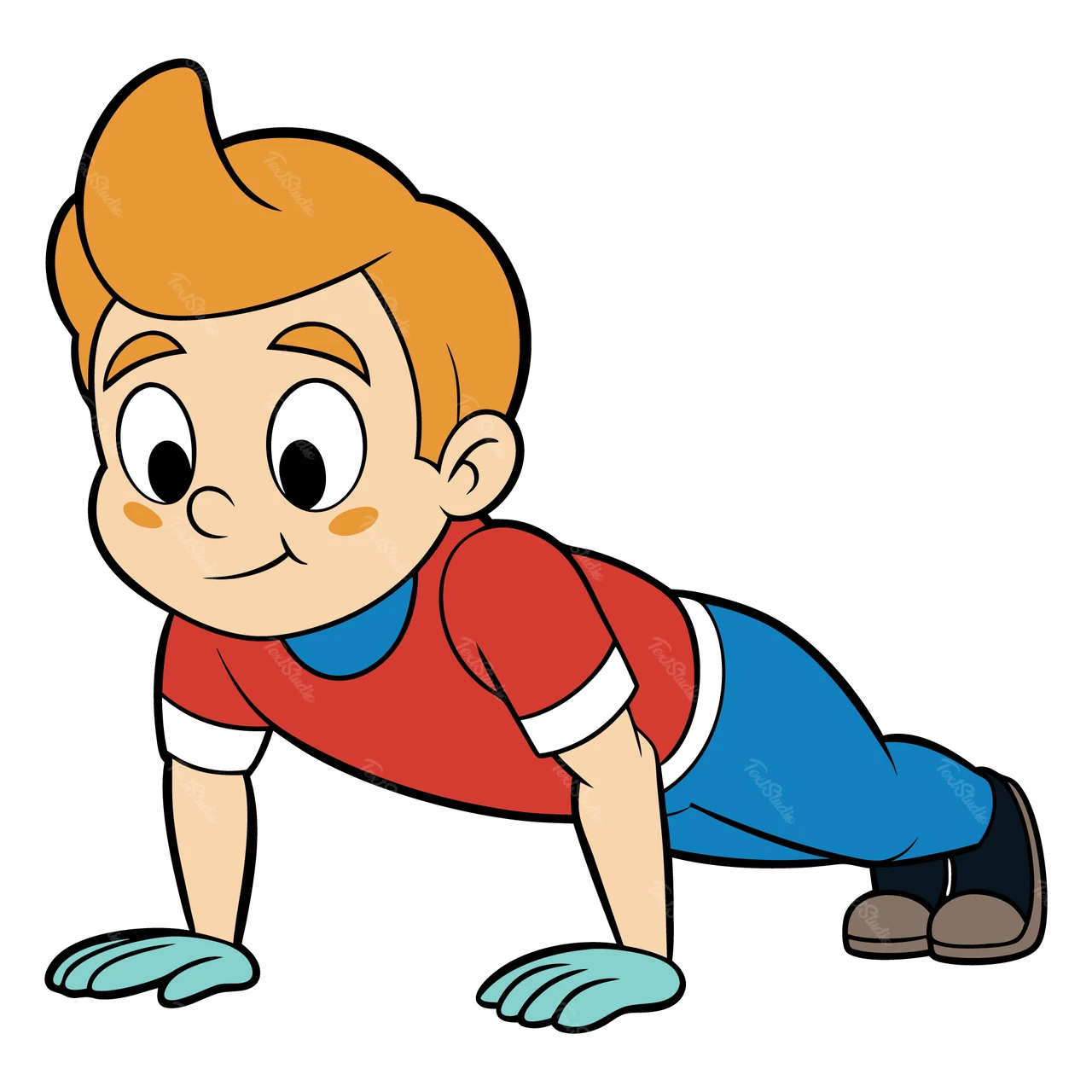 Cartoon Character Doing Push-Ups