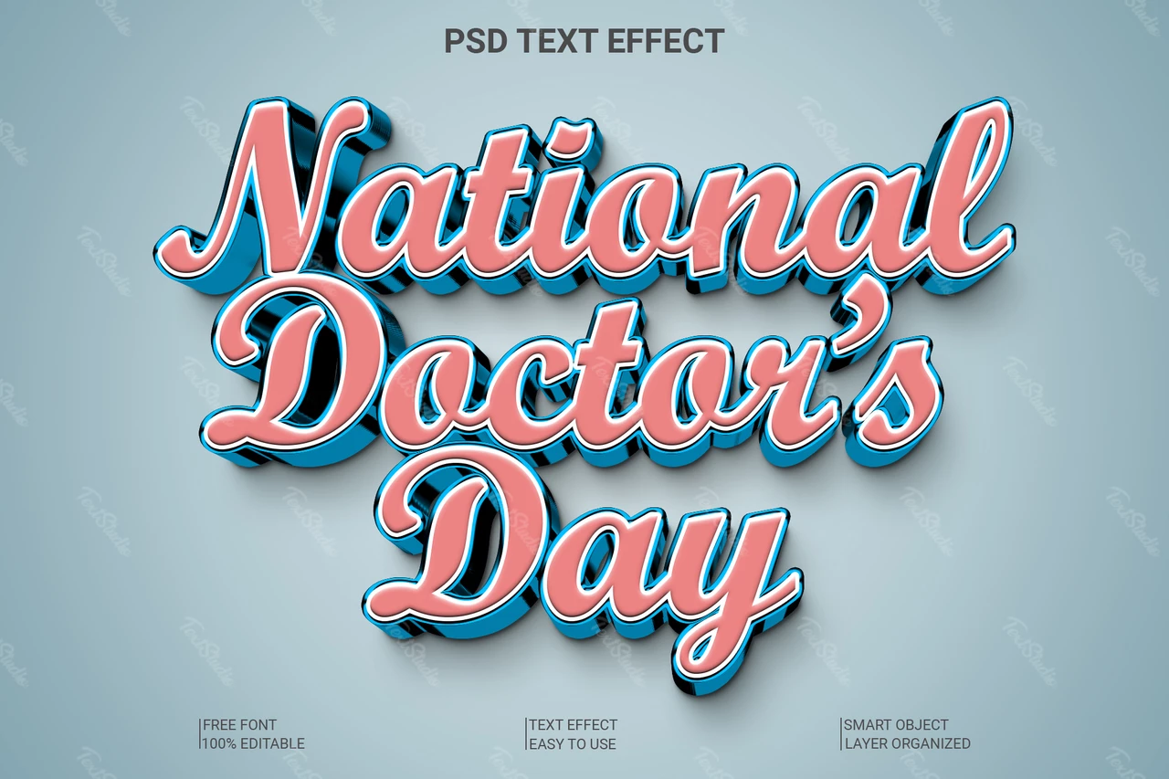 National Doctors Day 3D Font Style Effect
