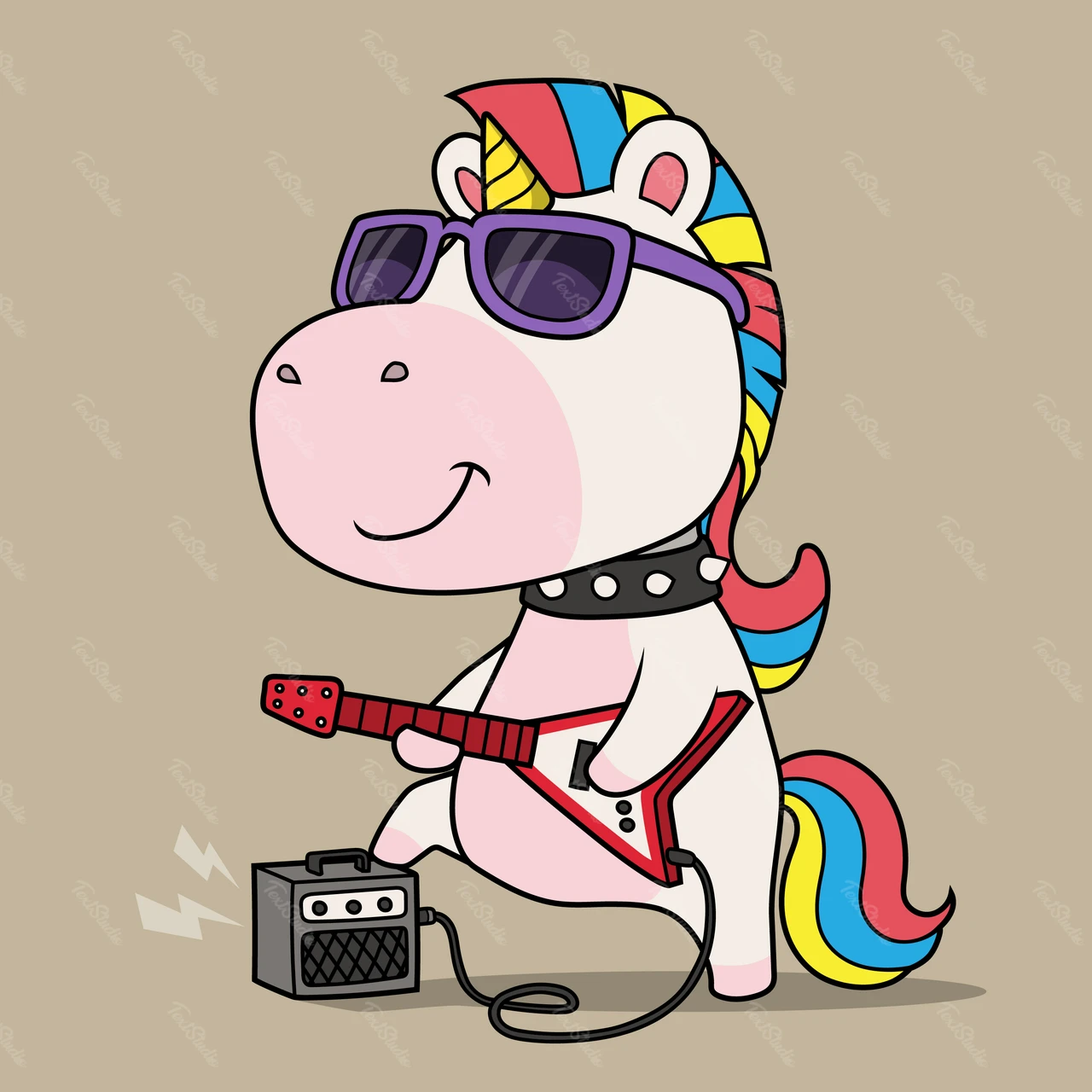 Cartoon Rockstar Unicorn Illustration