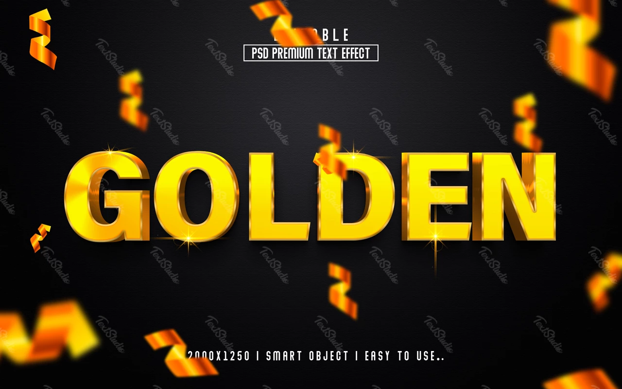 Fiesta de oro 3d efecto de texto