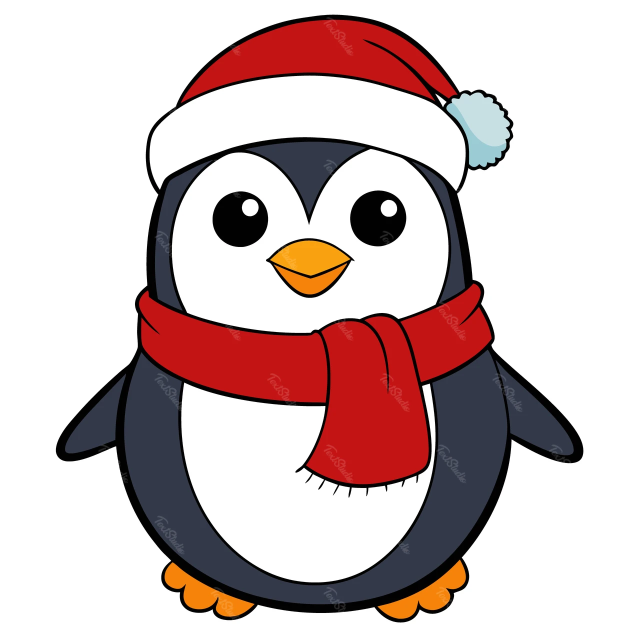 かわいい漫画のペンギンのクリスマスキャラクター