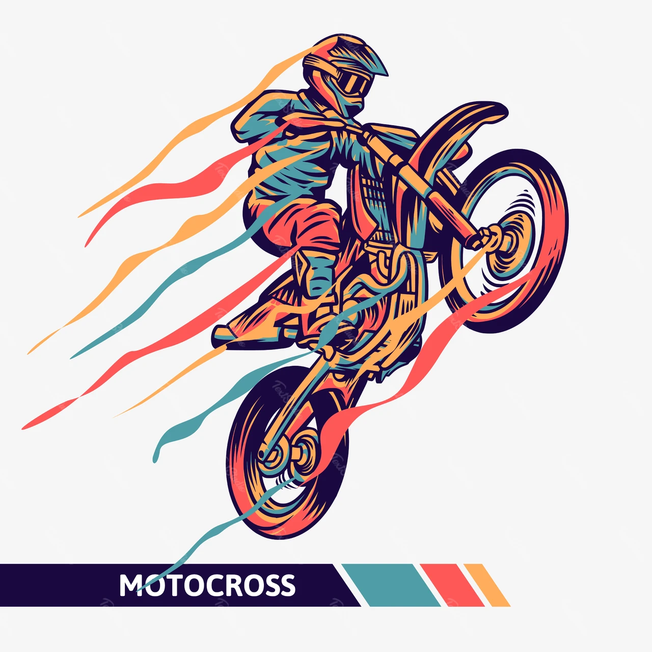 Illustration vectorielle de motocross de style rétro