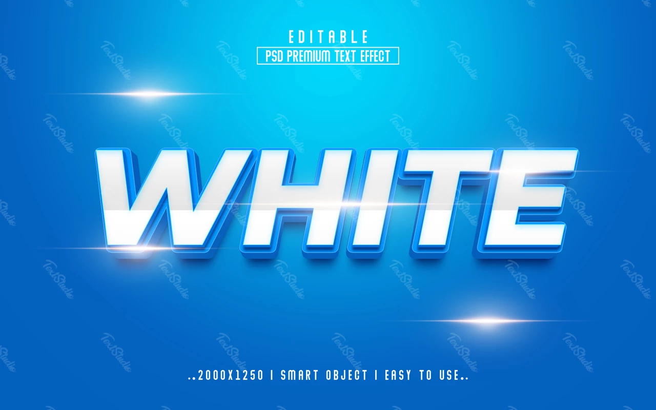 Efeito de texto branco brilhante