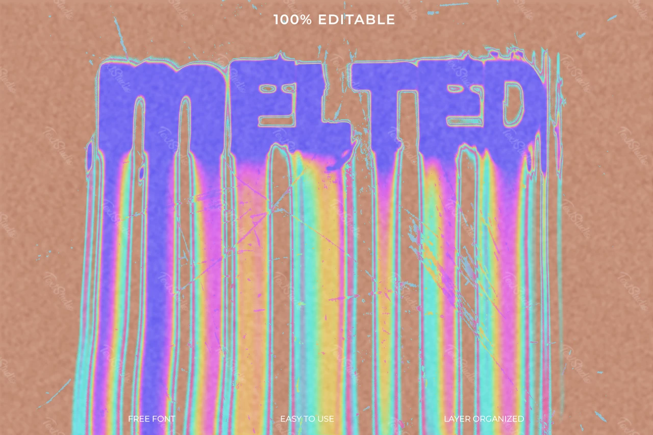 Melted Holographic Abstract Dripping Font Style Text Effect