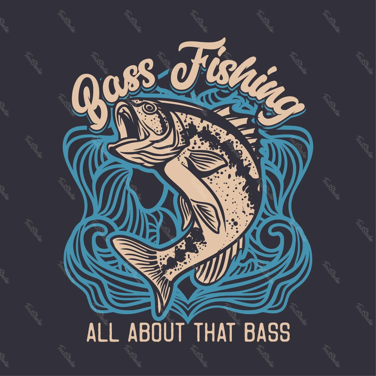Vintage Style Bass Fishing T-shirt Design