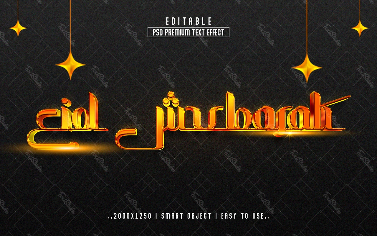 Eid Mubarak Golden Text Effect