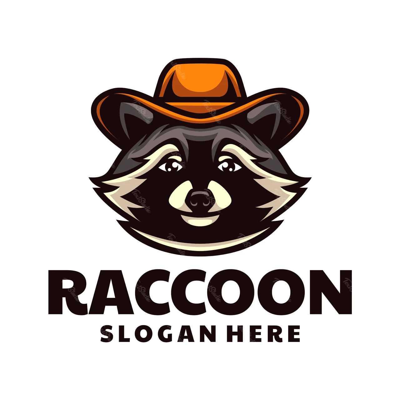 Maskottchen-Logo mit Waschbär-Figur