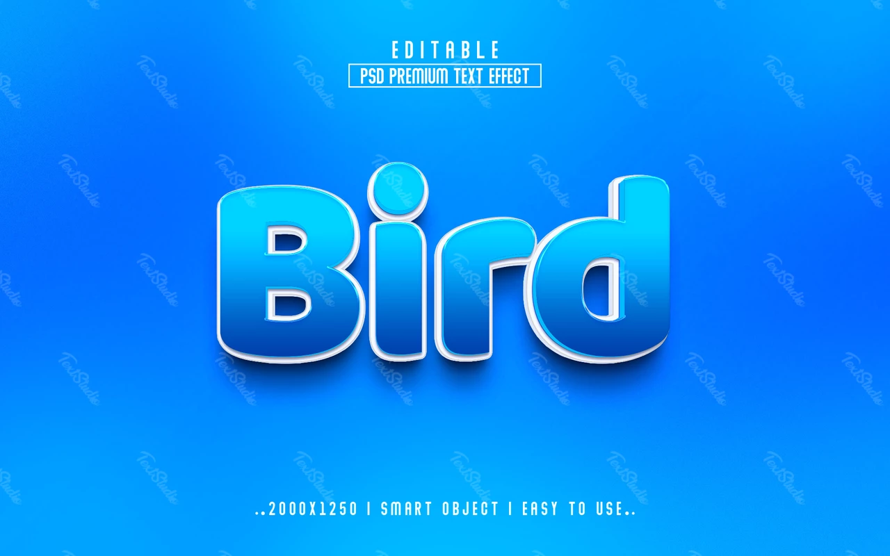 Vogel blauer Himmel 3d text effekt