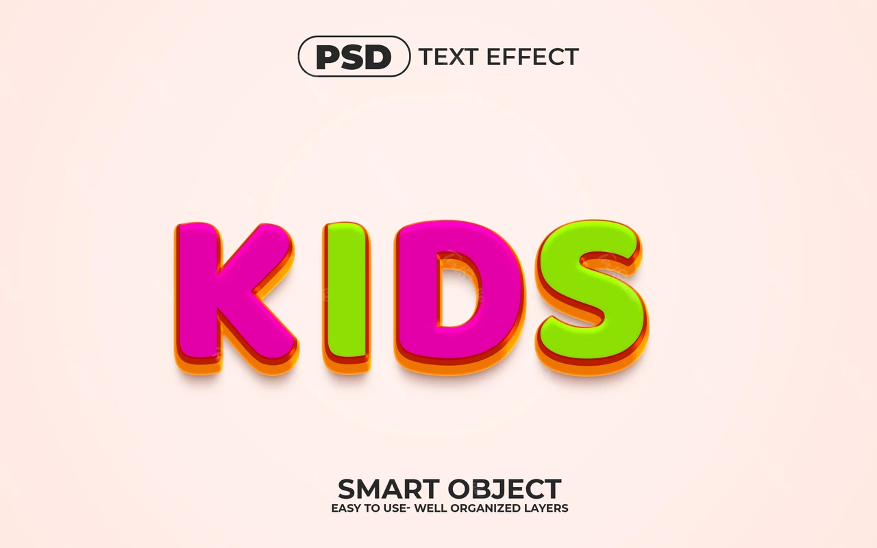 Kinder grün und rosa 3d text effekt