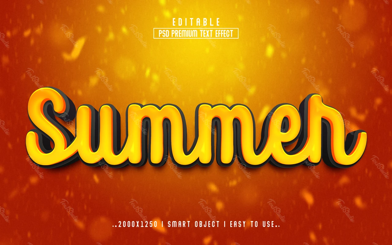 Efeito de texto 3d quente de verão