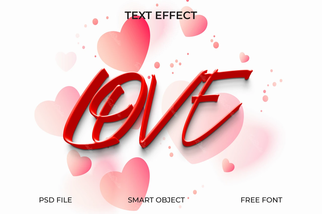 Effet de texte romantique en forme de cœur