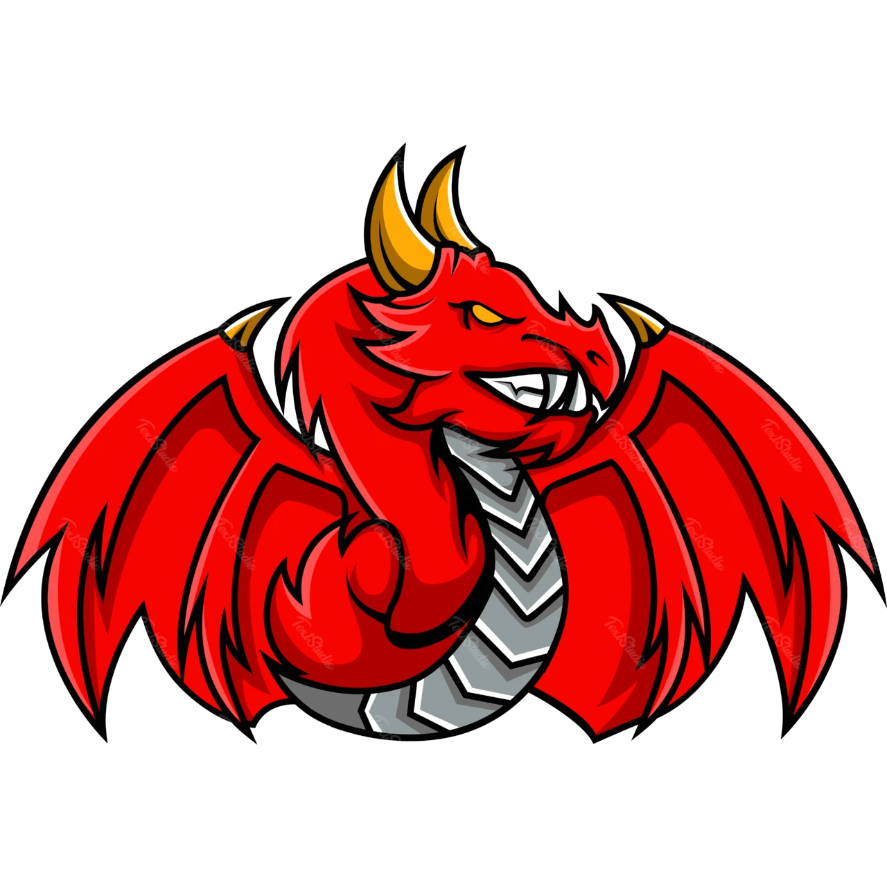 Cartoon Style Red Dragon Emblem