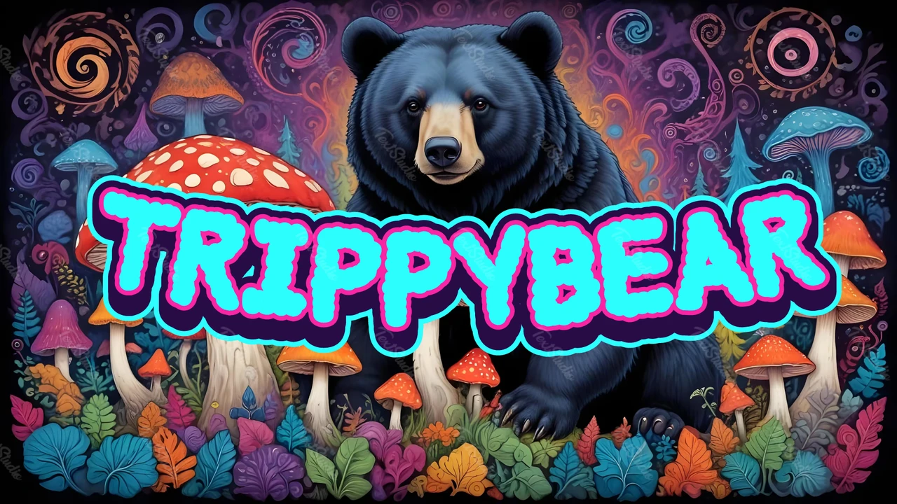 Psychedelic Bear and Mushroom Text Effect