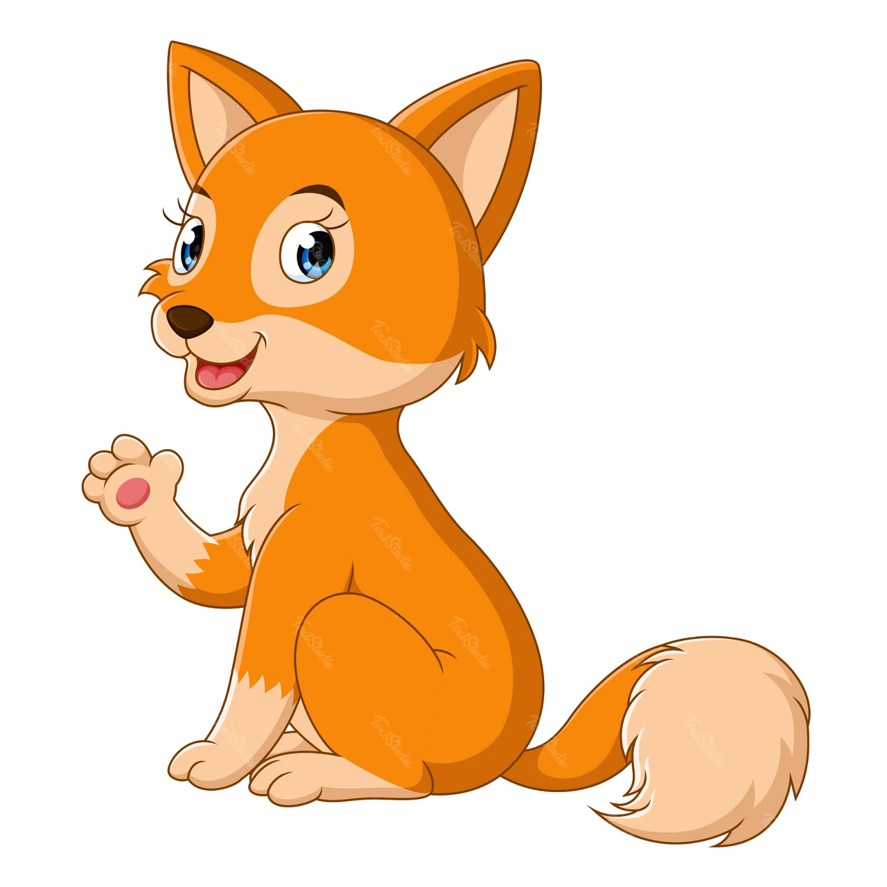 Cartoon Style Friendly Fox Illustration