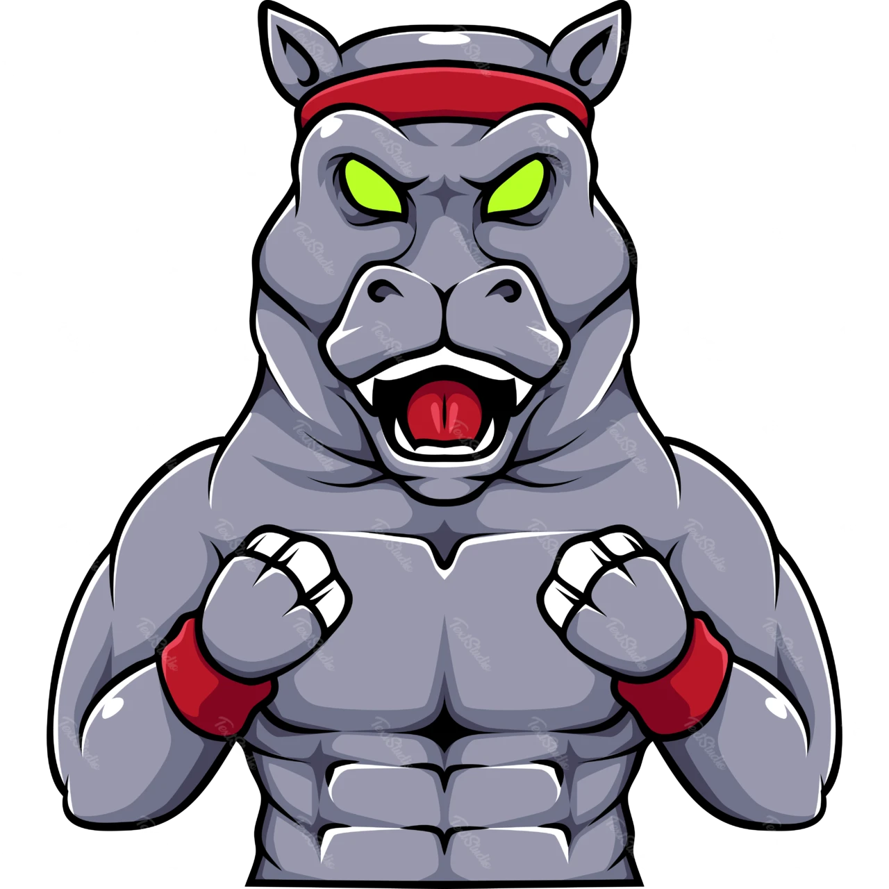 Cartoon Hippo Mascot Illustration