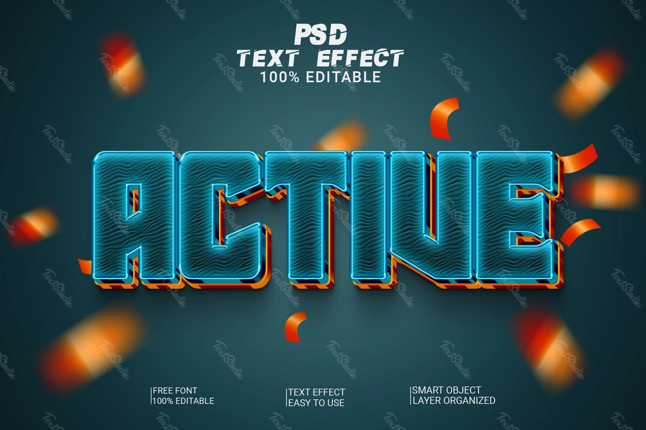 Active Blue and Copper Party 3D Text Effect