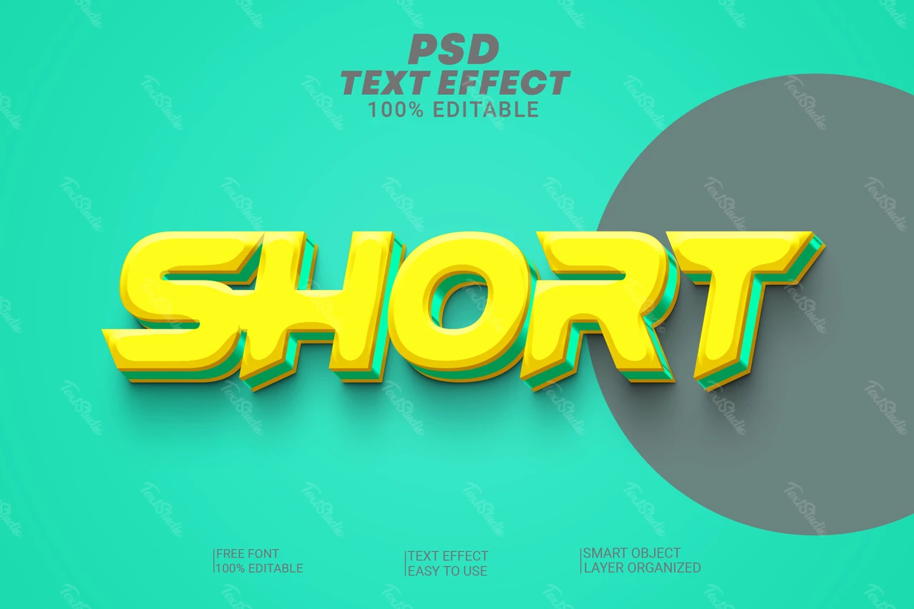 Short Sporty Vitamin Yellow 3D Text Effect