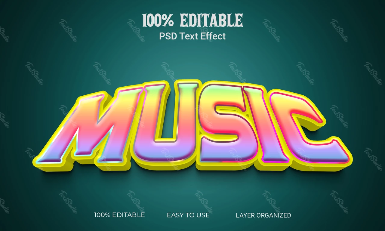 Música disco láser gradiente 3d efecto de texto