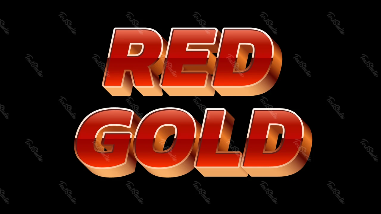 Texto em 3D metálico vermelho
