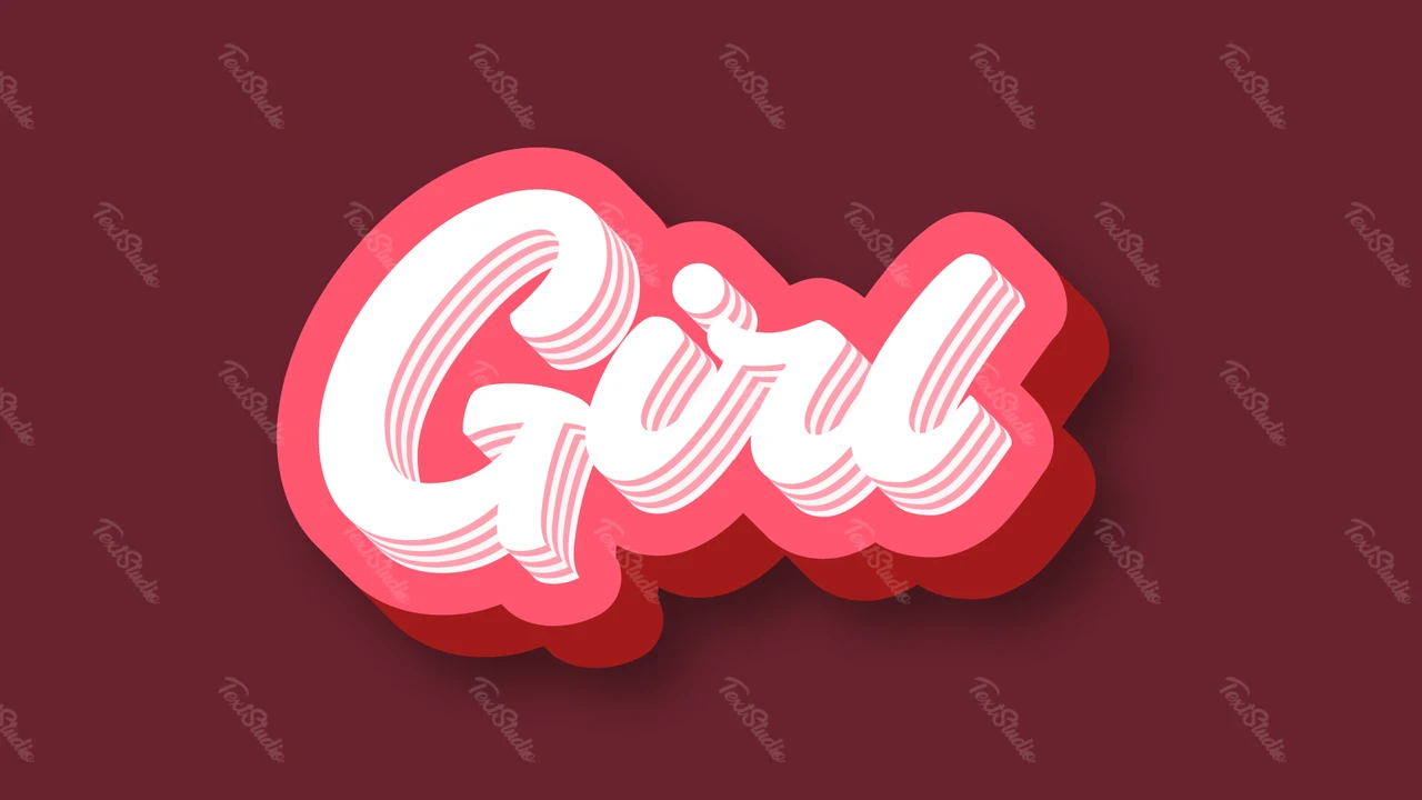 Effet de texte rétro en cursive rose pour fille