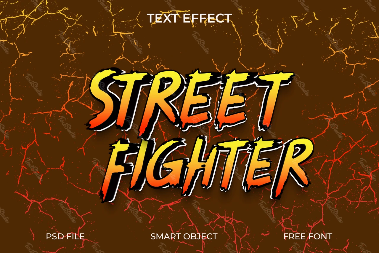 Effetto testo street fighter in stile fumetto