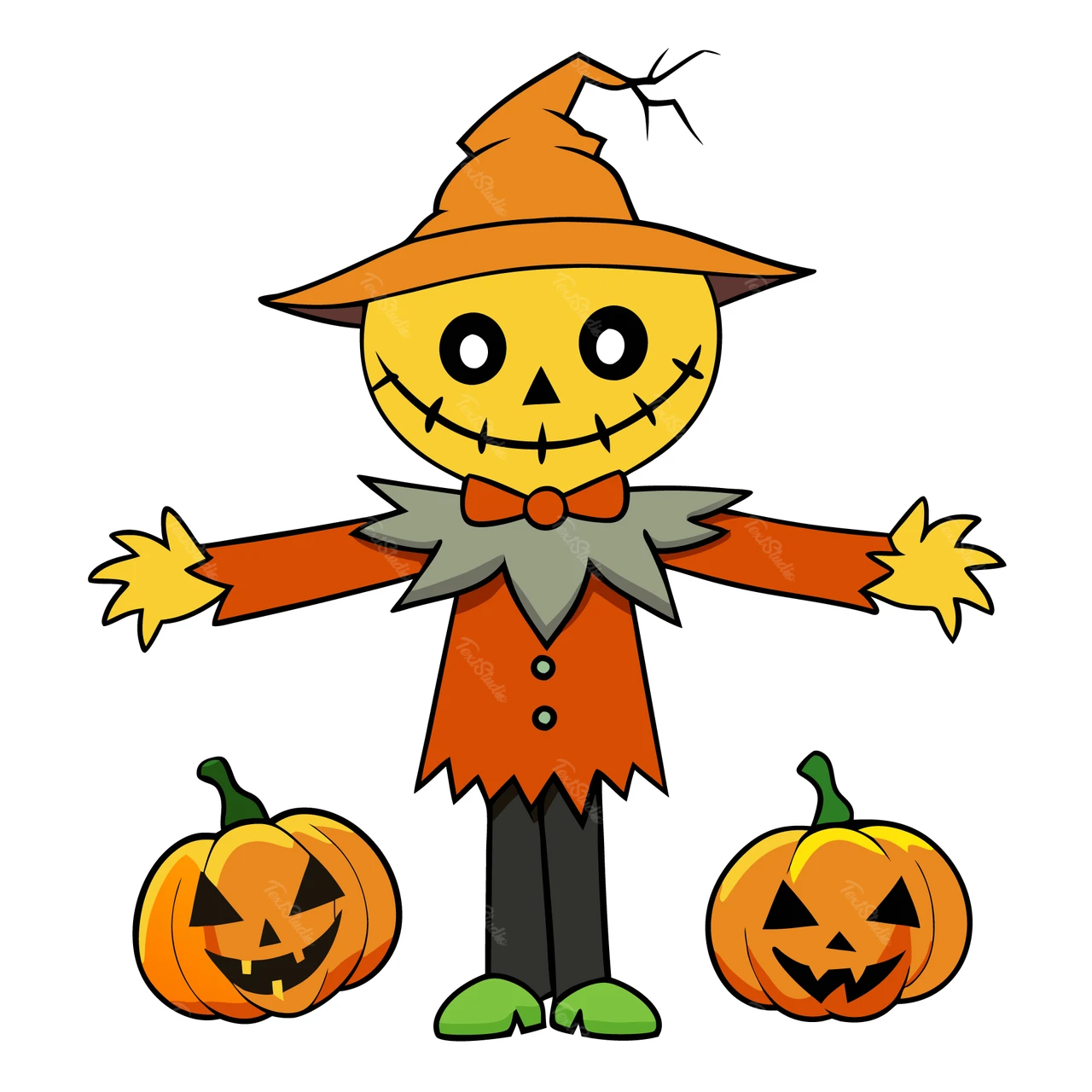 Ilustración de espantapájaros de Halloween en estilo de dibujos animados