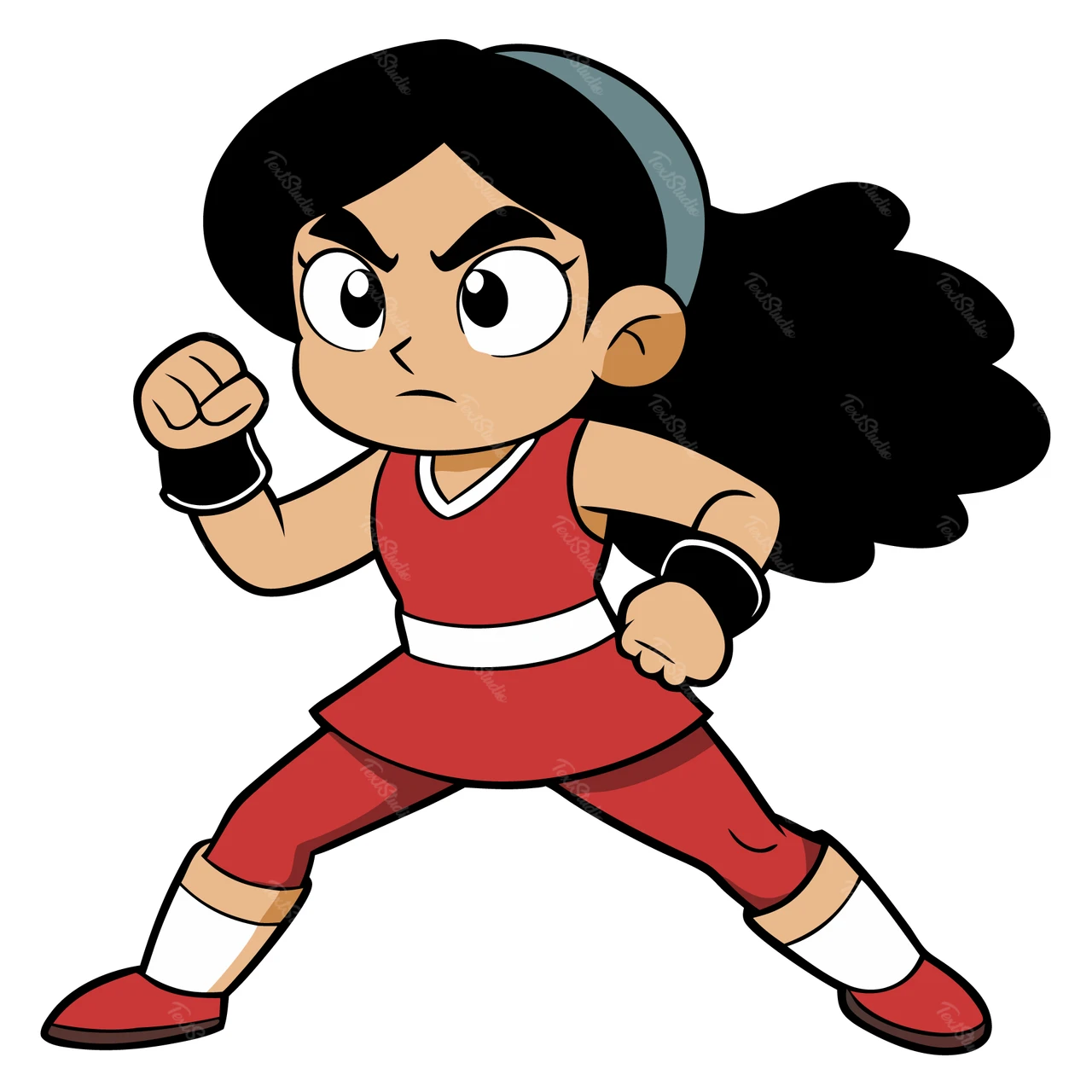 Personaje de dibujos animados en pose de acción