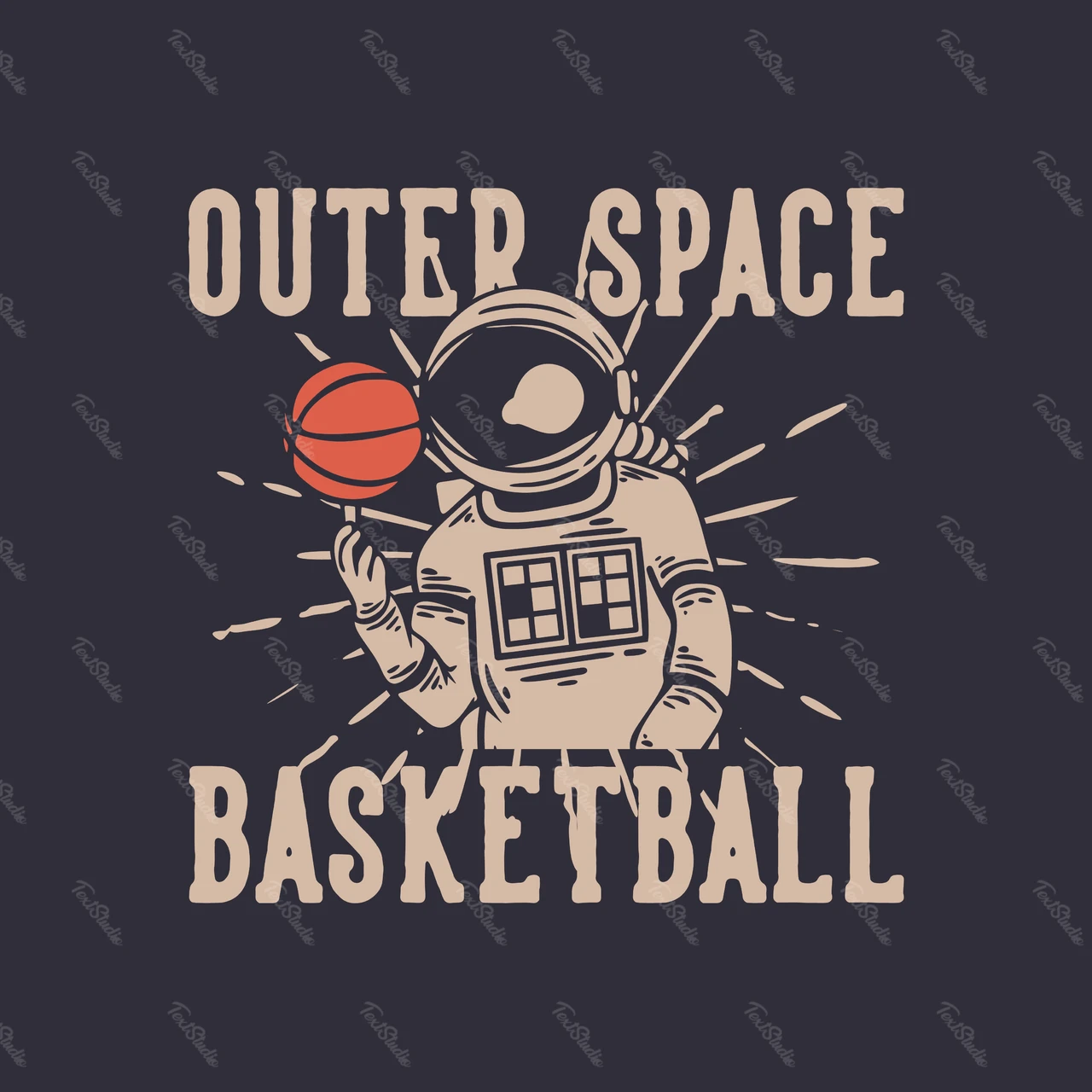 ヴィンテージの宇宙バスケットボールのイラスト