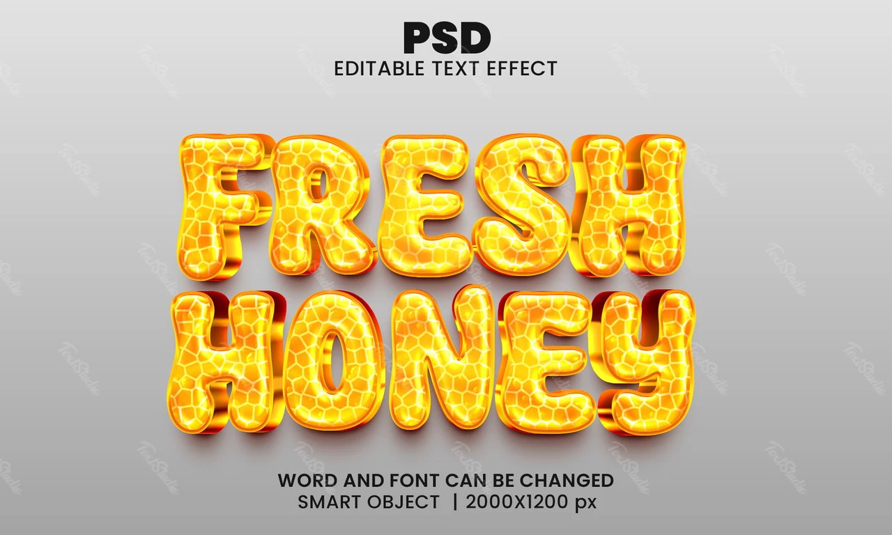 Efecto texto 3d miel fresca