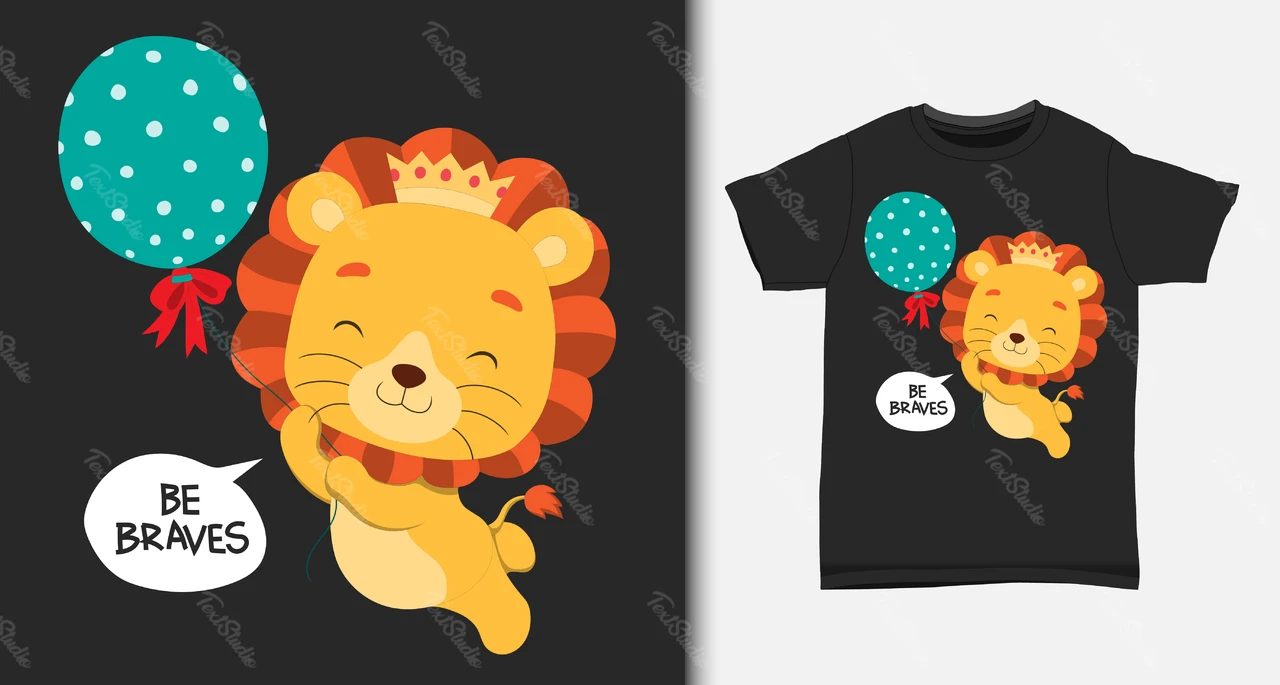 Cute Cartoon Lion T-Shirt Design