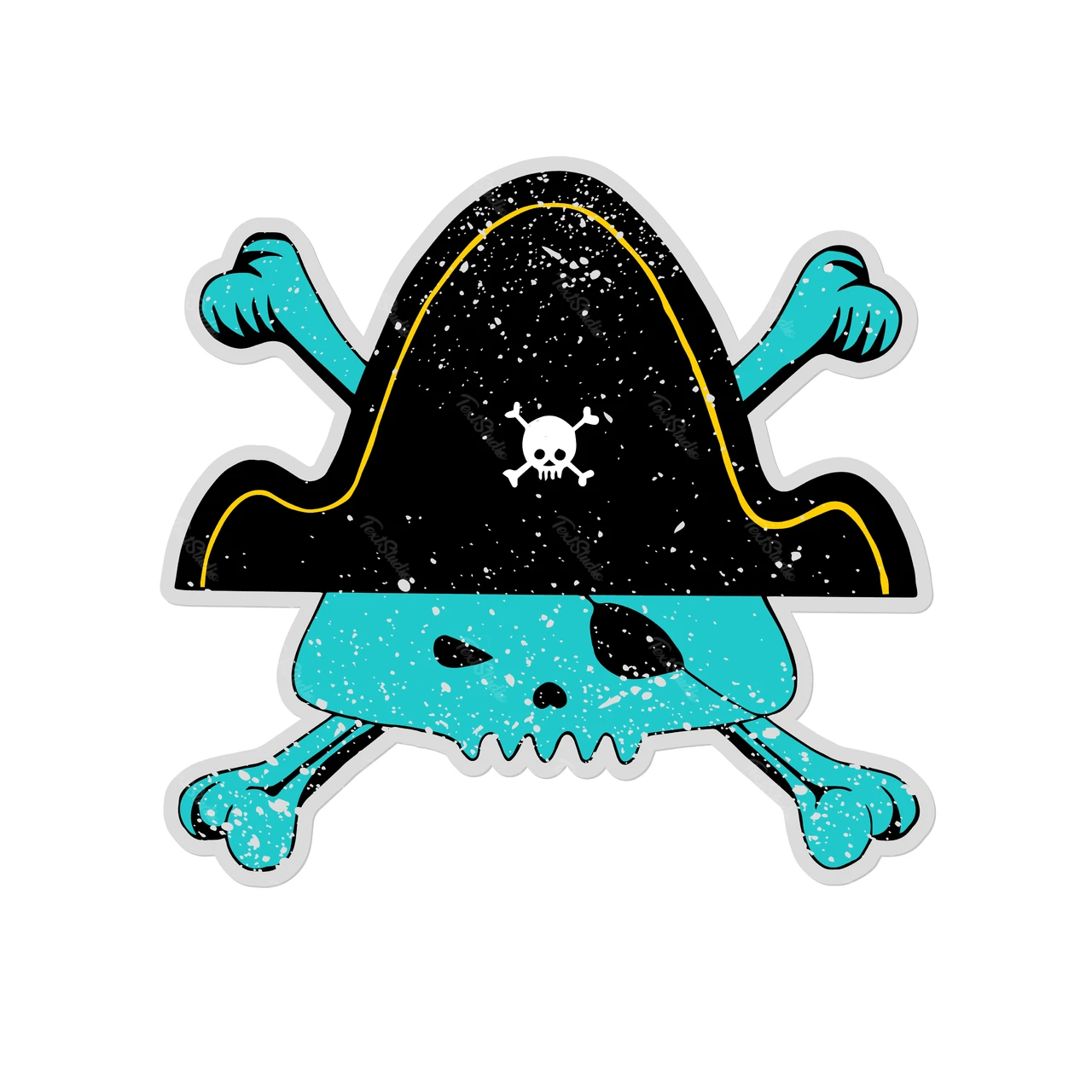 Grunge Style Pirate Skull and Crossbones