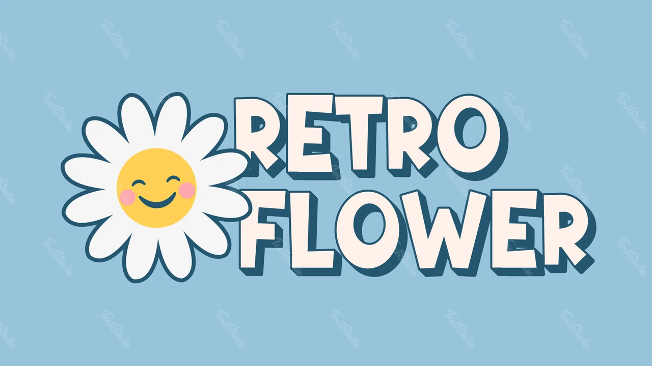 Efeito de texto de flor retrô