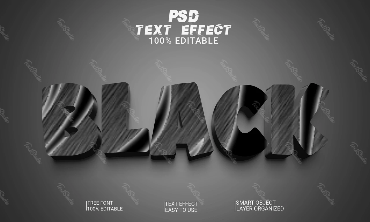 Black Shiny Slate Font Style Effect