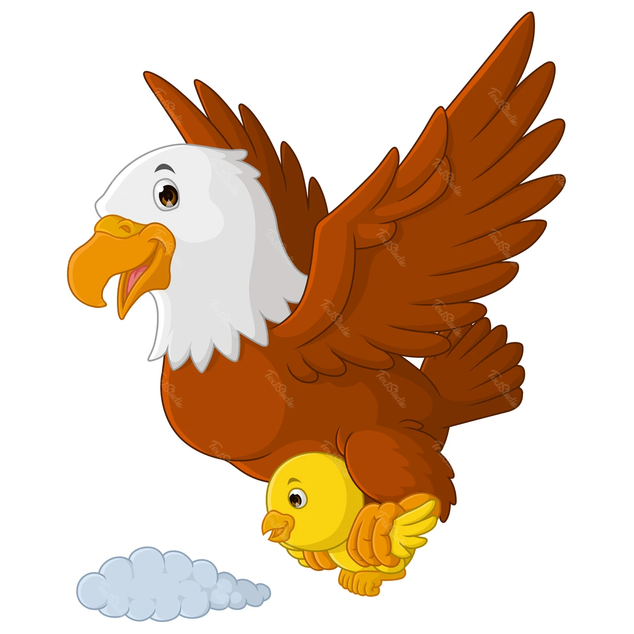 Cartoon Style Eagle and Chick Illustration