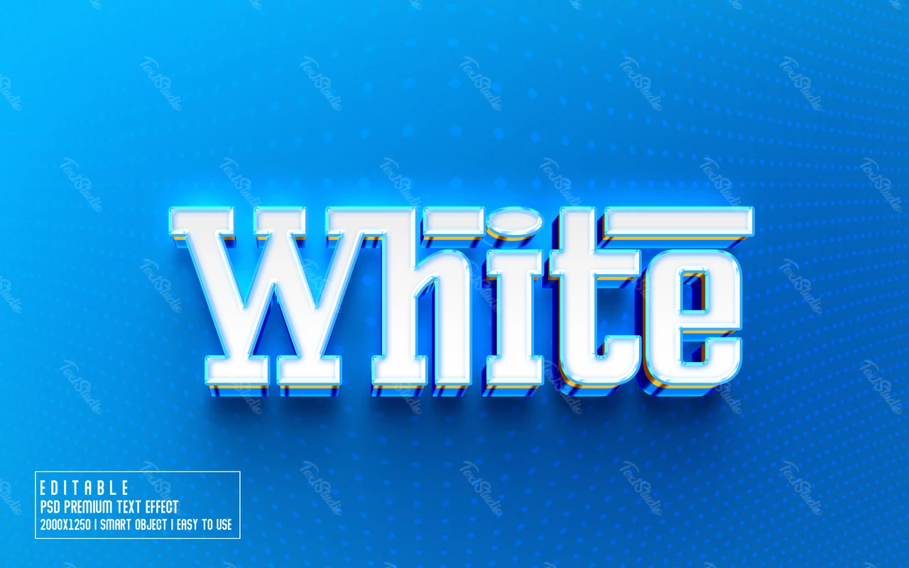 Weiß retro Marke blau 3d Text-Effekt