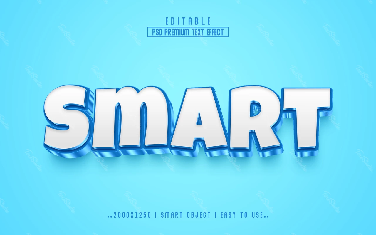 Effet de texte 3d cartoon turquoise intelligent