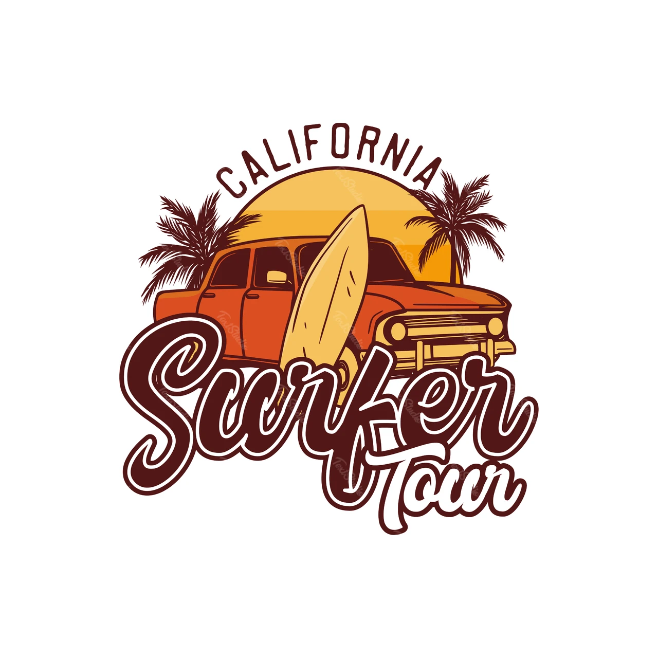 Retro California Surfer Tour Emblem