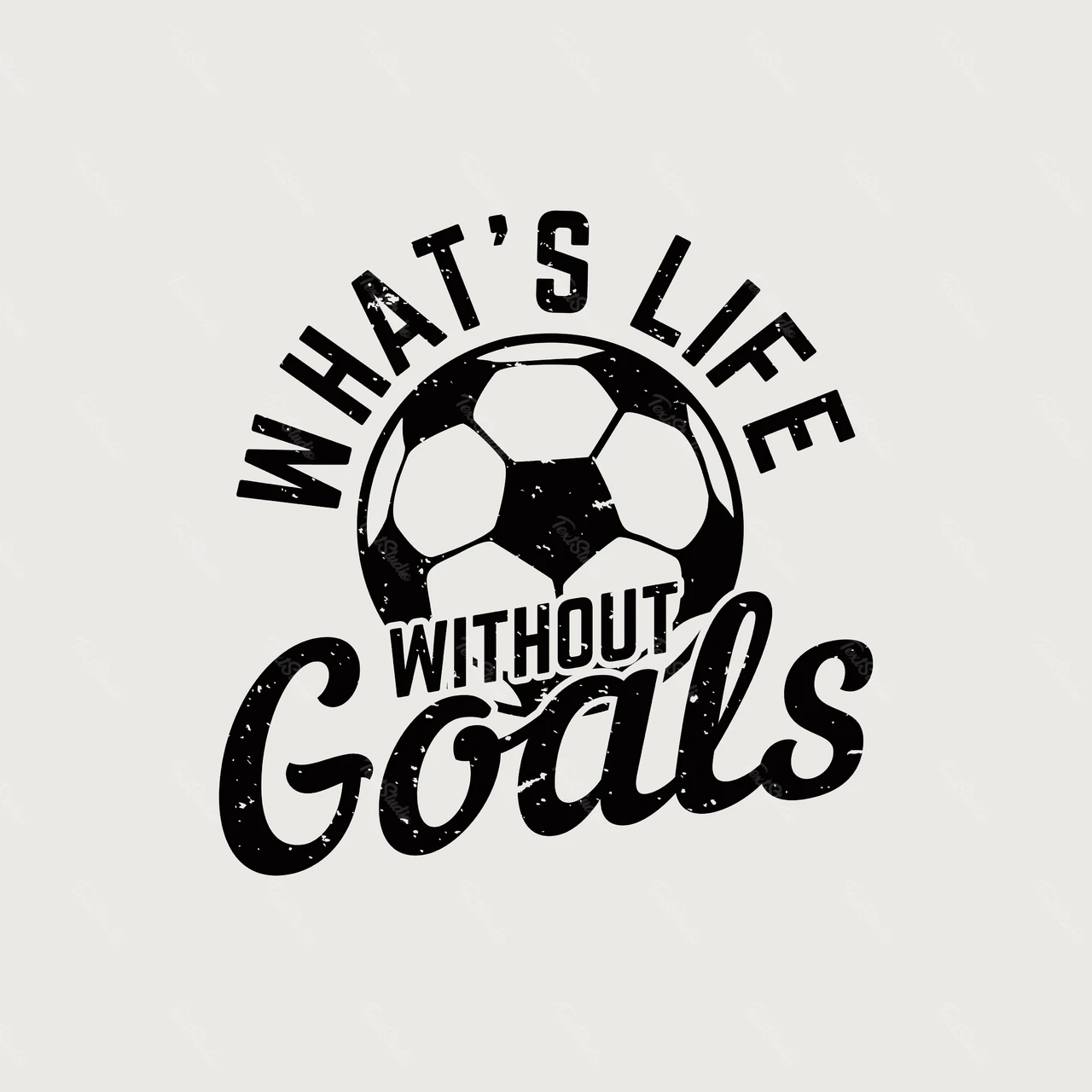 サッカーをテーマにしたディストレスドTシャツデザイン